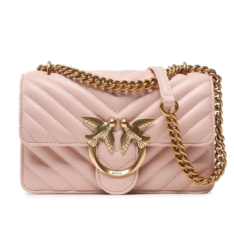 CARTERA PINKO - ONE MINI DE CUERO LISO ROSA CIPRIA