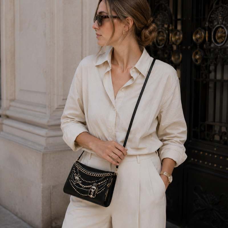 CARTERA KARL LAGERFELD PARIS LOURDES CROSSBODY NEGRA