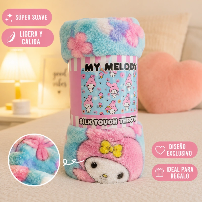 MANTA PELUDA 107 X 127 CM MODELO MY MELODY - HELLO KITTY