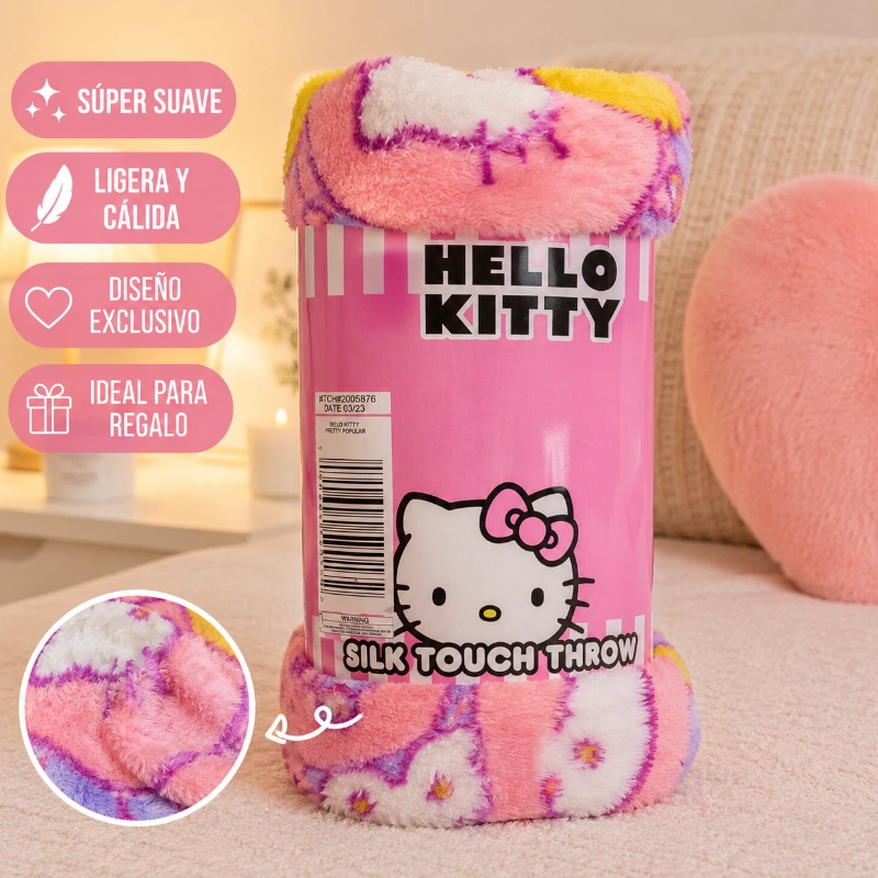 MANTA PELUDA 107 X 127 CM MODELO - HELLO KITTY SANRIO