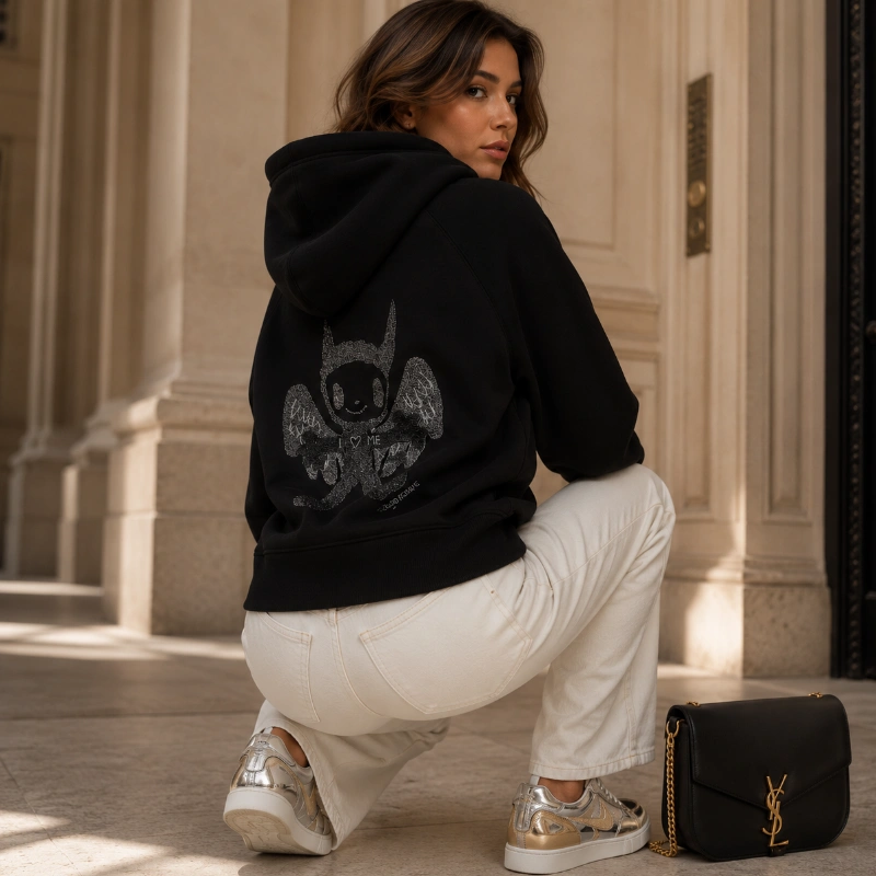 POLERON ZADIG & VOLTAIRE ASPENE DEVIL SWEATSHIRT NEGRO CON BORDADO DEVIL