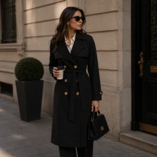 La MICHAEL KORS GABARDINA DRAPEY NEGRA CON CINTURÓN es una prenda imprescindible para quienes buscan elegancia, versatilidad y un estilo atemporal. Inspirada en la clásica trench coat, esta gabardina combina líneas limpias con una silueta femenina que realza cualquier look durante las temporadas de entretiempo. Confeccionada en un tejido ligero de alta calidad, ofrece una caída fluida que aporta movimiento y sofisticación. Su clásico color negro la convierte en una prenda fácil de combinar con jeans, pantalones de vestir, vestidos o faldas, adaptándose perfectamente tanto a looks casuales como a conjuntos más formales. El cinturón para anudar permite ajustar la cintura para conseguir una silueta más estilizada, mientras que el cierre frontal con botones y los bolsillos delanteros aportan funcionalidad sin perder elegancia. Gracias a su diseño moderno y minimalista, esta gabardina es perfecta para el trabajo, reuniones, viajes o salidas donde buscas una prenda refinada y versátil. En Trendstore Chile seleccionamos productos originales de las marcas más reconocidas de Estados Unidos y Europa para ofrecer prendas auténticas, exclusivas y difíciles de encontrar en Chile. La Michael Kors Drapey Trench Coat es una inversión en estilo que permanecerá vigente temporada tras temporada. Composición: • Exterior: 100% poliéster • Forro: 100% poliéster Características destacadas: • Diseño clásico tipo trench coat • Color negro • Cinturón ajustable para anudar • Cierre frontal con botones • Bolsillos delanteros funcionales • Tejido ligero con excelente caída • Ideal para temporadas de transición • Lavable a máquina • Producto original Michael Kors Referencia del producto: • Modelo: DRAPEY • Código: 77Y3271M72 Referencia de talla: • La modelo mide 178 cm y utiliza talla XS. SEO PARA IMÁGENES • Michael Kors Drapey Trench Coat negra original disponible en Trendstore Chile • Gabardina Michael Kors negra con cinturón vista frontal compra segura Chile • Trench coat Michael Kors elegante para mujer envío a todo Chile • Detalle cinturón ajustable gabardina Michael Kors original • Vista lateral Michael Kors Drapey trench negro premium • Gabardina negra Michael Kors para oficina y uso diario Trendstore Chile • Abrigo tipo trench Michael Kors original exclusivo para mujer • Michael Kors Drapey Trench Coat disponible en Trendstore Chile