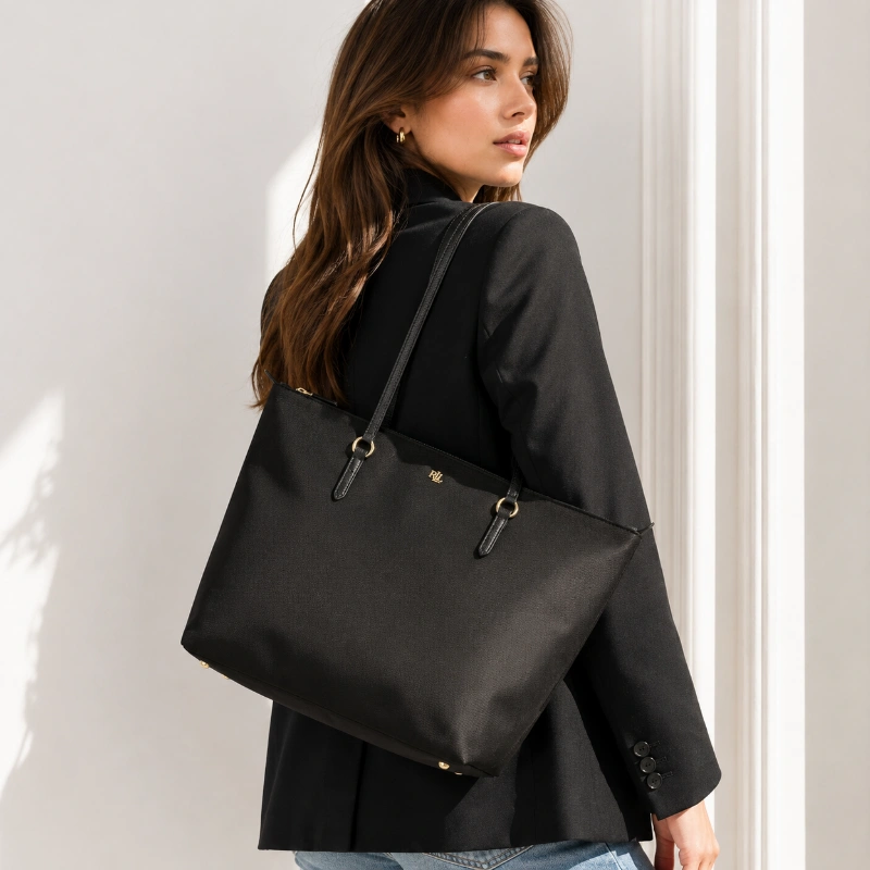 CARTERA TOTE LAUREN RALPH LAUREN MEDIUM KEATON DE NYLON COLOR NEGRO