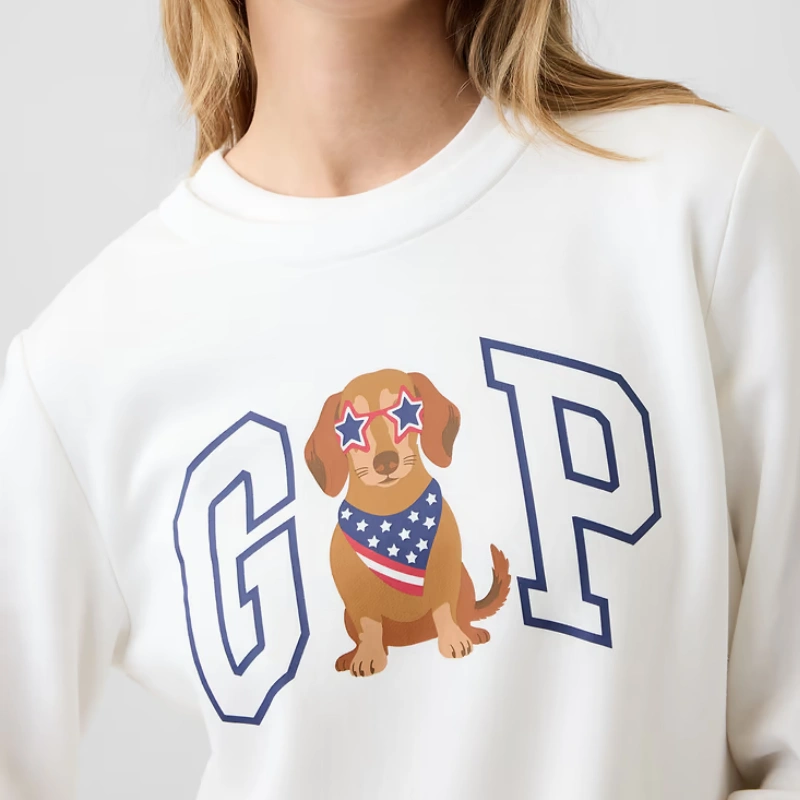 POLERON GAP RELAXED GAP LOGO SWEATSHIRT BLANCO CON ESTAMPADO DACHSHUND