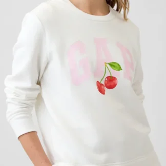 POLERON GAP LOGO CHERRY BLANCO ROSA