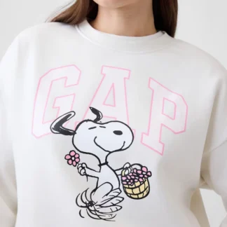 POLERON GAP LOGO SNOOPY FLORES BLANCO