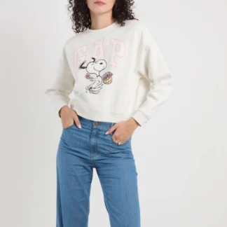 POLERON GAP LOGO SNOOPY FLORES BLANCO