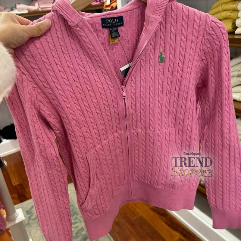 SWEATER POLO RALPH LAUREN MINI-CABLE DE ALGODÓN CON CIERRE ROSA