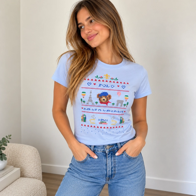 POLERA POLO RALPH LAUREN MUJER- POLO BEAR BORDADO XX