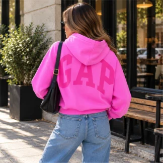 POLERÓN GAP MUJER FUSCIA- VintageSoft Crop Logo Hoodie