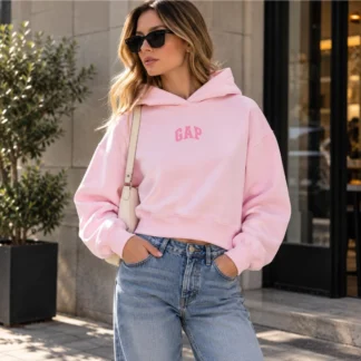 POLERÓN GAP MUJER ROSA- VintageSoft Crop Logo Hoodie